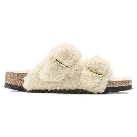 NWT BIRKENSTOCK Birkenstock Arizona Big Buckle Shearling Teddy in Eggshell - Picture 5 of 11